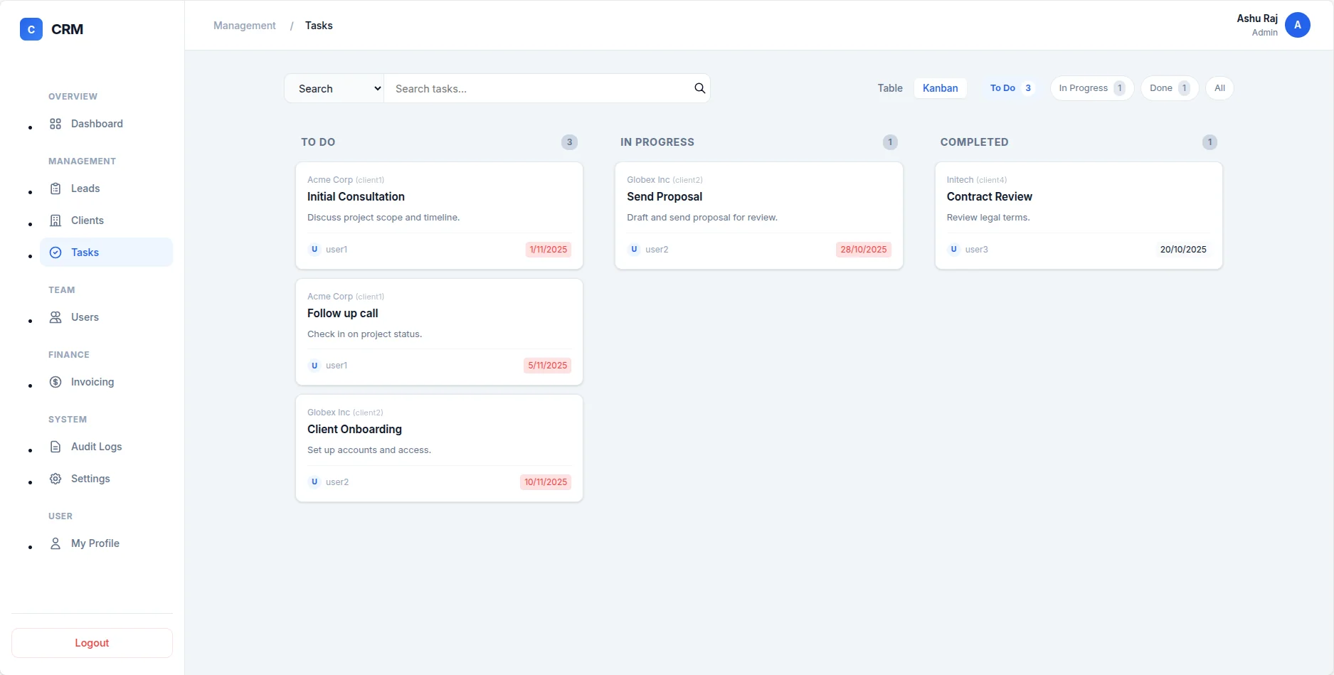 CRM Tasks